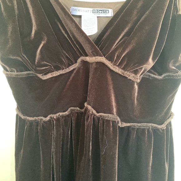 Necessary Objects Ady Gluck Frankel Brown Velvet Dress Size Large - Picture 4 of 4